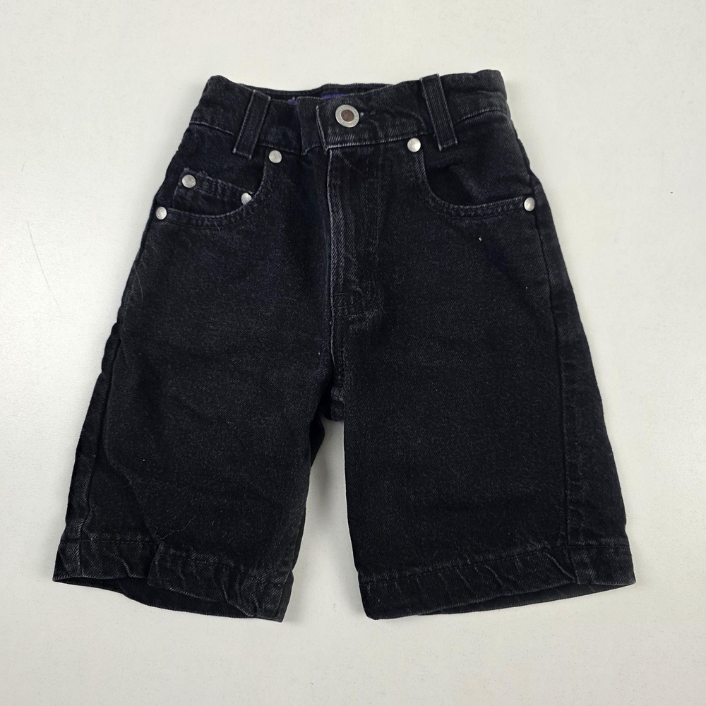 Vintage Levis Jean Shorts Boys 6 Black SilverTab Baggy Denim Made USA 90s